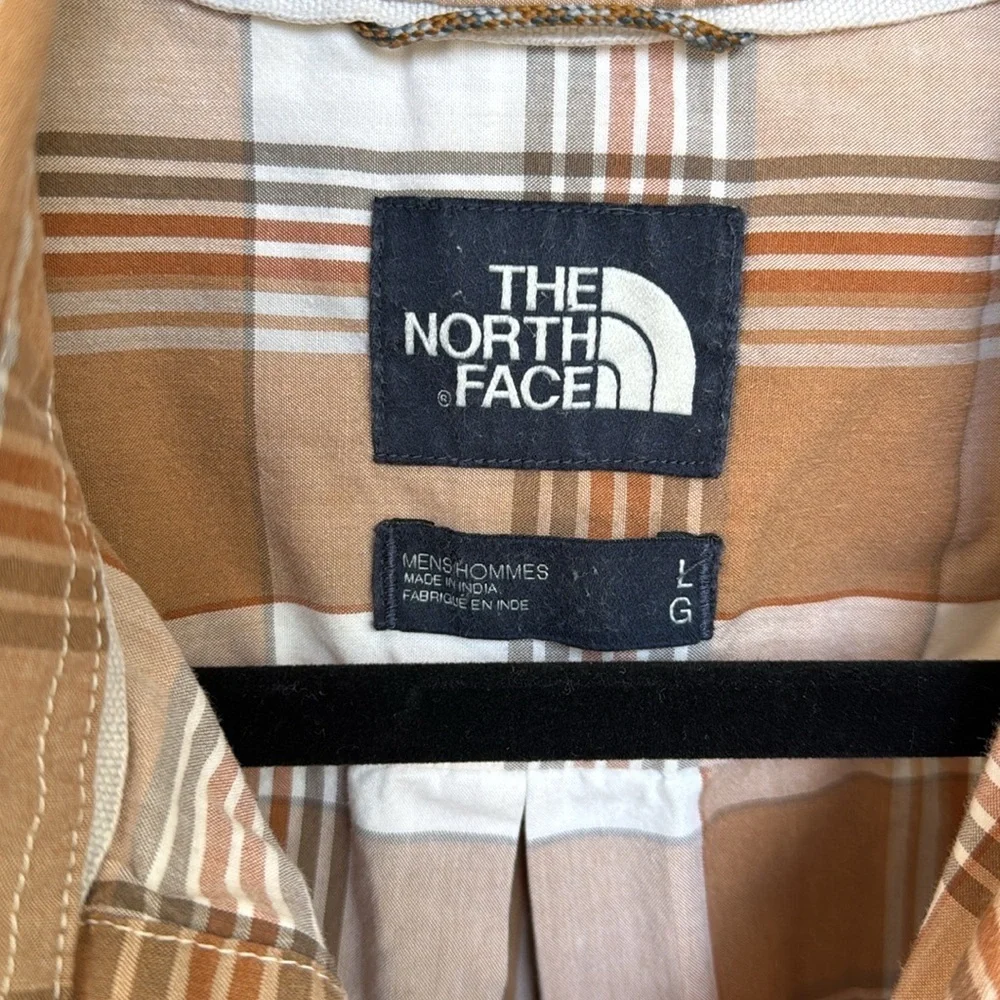 The North Face brown/white plaid men’s button up size large